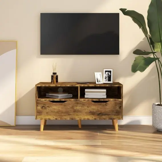 Zamów teraz Szafka pod TV, przydymiony dąb, 90x40x48,5 cm, płyta wiórowa Lumarko! - Hurtownia wielobranżowa Lumarko